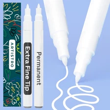 2 White Permanent Marker - Waterproof Markers for Tire, Fabric, Rocks, Glass, Ce
