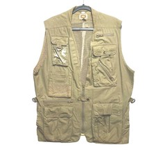 Vintage Banana Republic Vest Mens Large Khaki Utility Cotton Hiking Multi Pocket
