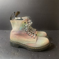 Dr Doc Martens 1460 Junior Pascal Rainbow Glitter Boots Girls sz 1 Combat Shoes