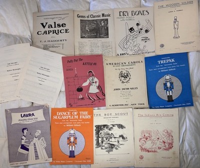 Piano Solos & 4 Hands Sheet Music Beginner / Intermediate Recitals Lot Of 12 Vtg