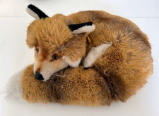 Vintage Steiff Red Fox Curled Up 1542/35 Tag in Ear, Very Good Condition