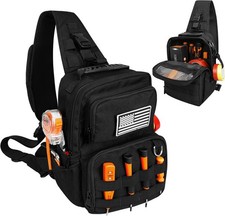 12in Compact MOLLE Tool Sling Bag Multi Pocket Electrician Organizer Black