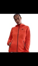Women Nike Tech Fleece Full-Zip Windrunner Hoodie Sz XS Red-Orange FB8338 633