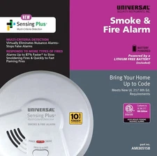 USI AMI3051SB Sensing Plus Smoke & Fire Alarm with 10 Yr Sealed Battery, 8th Edi