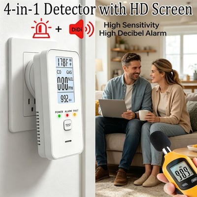 Steadfast haven co detector, 4-in-1 Detector with HD Screen, Home, Apartment