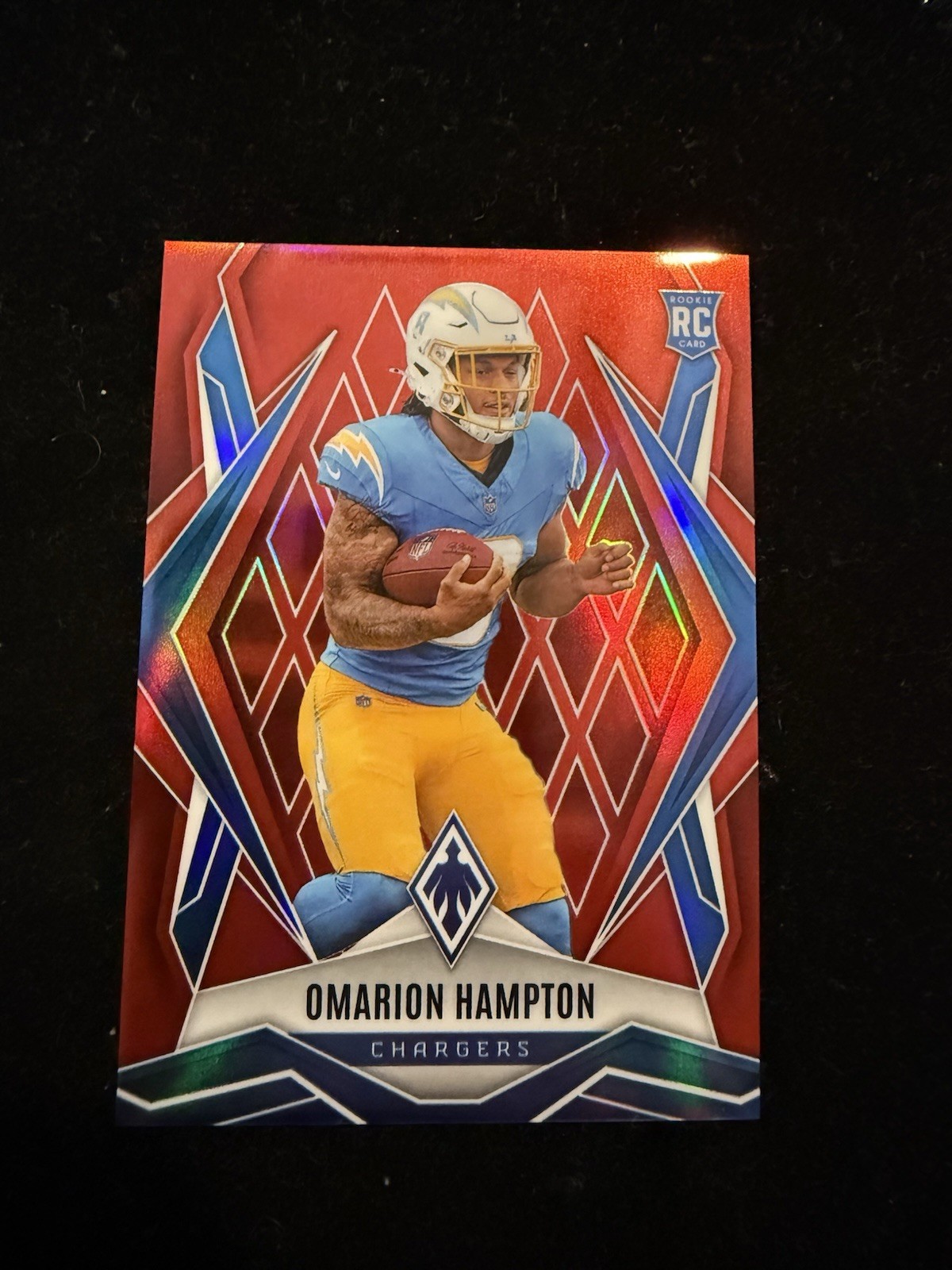 2025 Panini Phoenix - Rookies Omarion Hampton #192 Red Seismic /99 (RC)