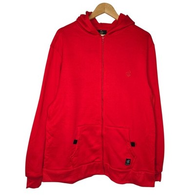 RocaWear Mens Red Embroidered Full Zip Fleece Lined Hoodie Jacket Size Large