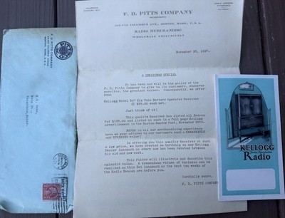 Vintage 1927 Kellogg Radio Advertising Brochure Mailer Letter & Envelope Lot
