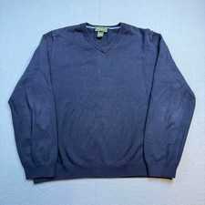 Eddie Bauer V Neck Sweater Navy Blue Knit Pul...