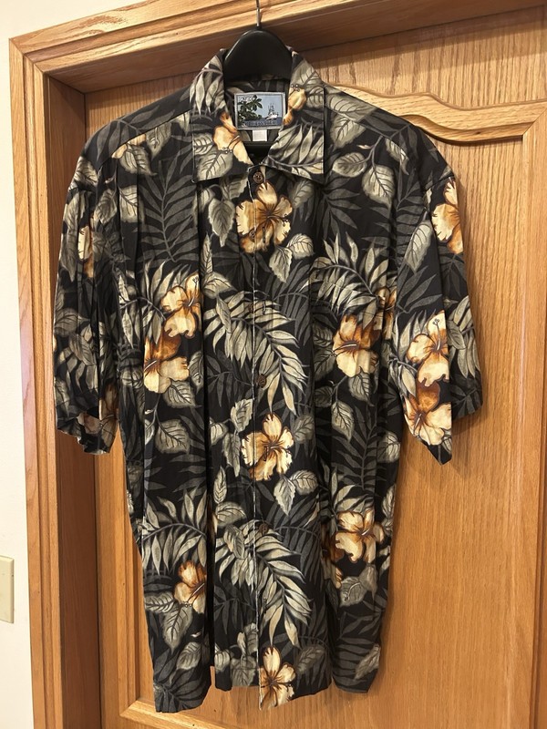 AF/CO BLUE WATERS MEN BUTTON UP SHIRT SIZE LARGE HAWAII STYLE 60%COTTON/40%RAYON