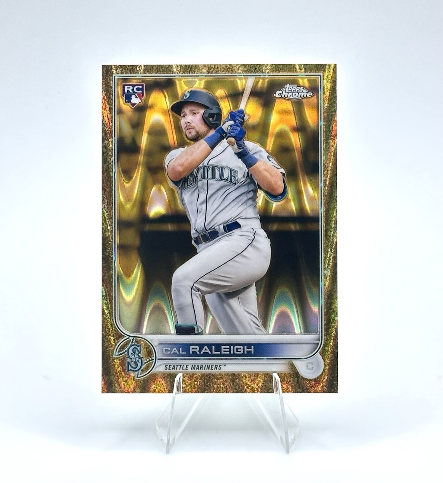 2022 Topps Gilded Chrome CAL RALEIGH RayWave Gold Etch Refractor #05/25