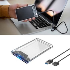 Hard Drive Caddy Case Enclosure 2.5 Inch USB 3.0 SATA External Clear HDD SSD