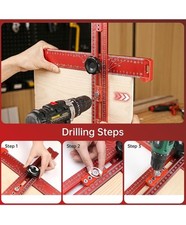 14in Woodworking Scriber Marking Line Ruler, Adjustable Aluminum Drill Jig