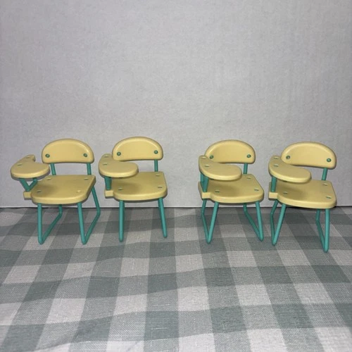 Vintage Barbie School Chairs Desks Lot of 4 Classroom Furniture Mattel Dollhouse