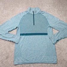 Nike Running Sweatshirt Mens Large Blue Dri-Fit 1/2 Zip Poly/Nylon L/S Pullover