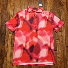 G/FORE Men s Polo Shirt Allover Short Sleeve Size Medium Red NWT