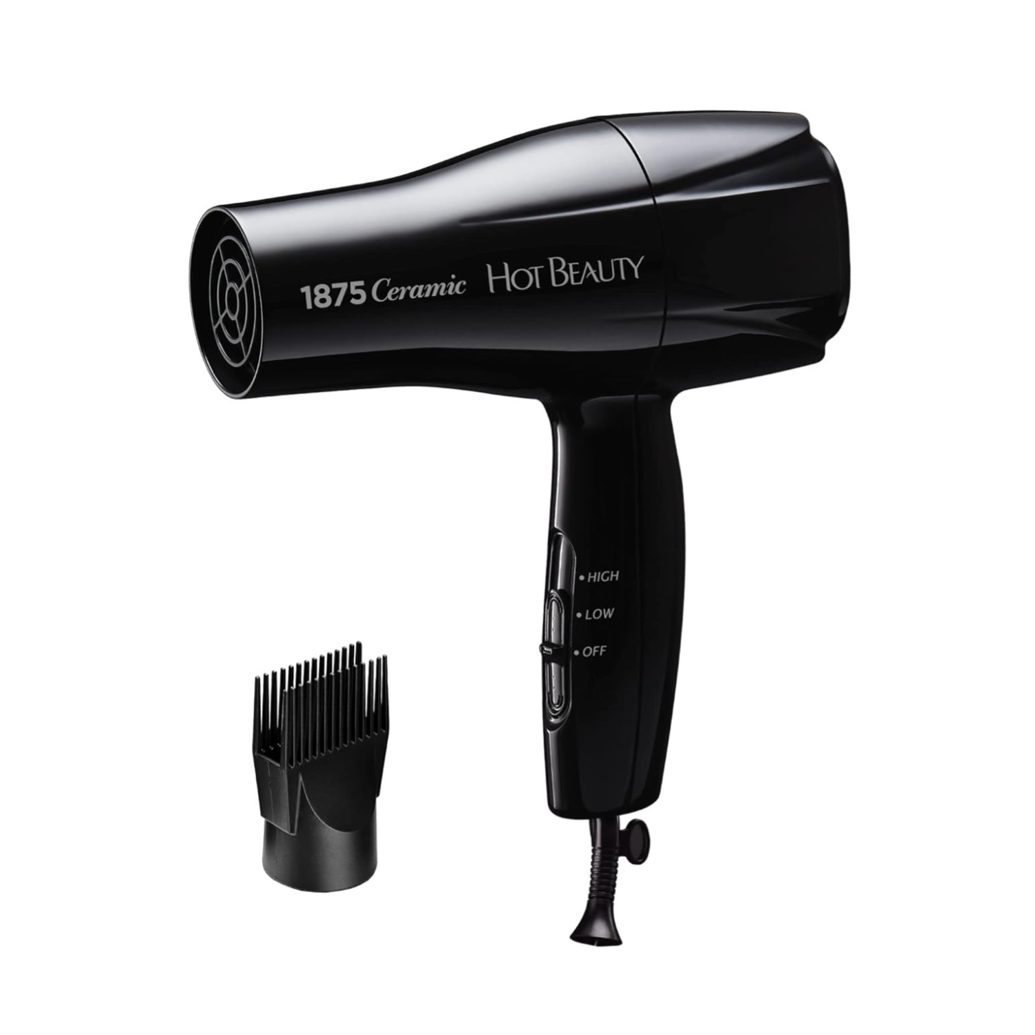 Fast Drying 1875W Ceramic Hair Dryer with Versatile Comb & Detangler Included