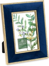 Isaac Jacobs 4x6 Navy Velvet Picture Frame with Metallic Gold 4x6,