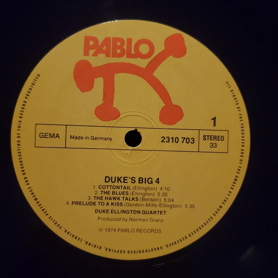 Duke Ellington Quartet – Duke's Big 4 - Brown/Pass/Bellson -1974 Germany - EX/VG - Image 3 of 4