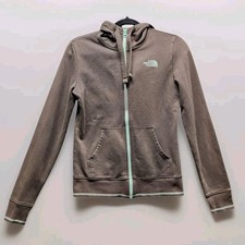 The North Face Full Zip Hooded Jacket Womens Sz XS Gray  Mint Hoodie Pockets