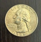 WASHINGTON QUARTER 1964 COIN - AU(About Uncirculated) 40% Silver, 60% Copper