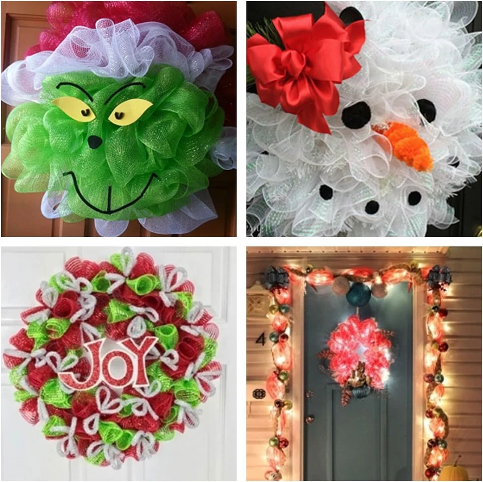 Deco Mesh Rolls – Red, White & Metallic Foil, 10 Inch x 30 Feet (Set of 4) - Image 3 of 4