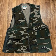 Vintage Game Winner Camo Hunting Vest Men Medium Green Pockets Game Pouch
