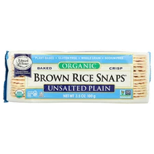 Organic Baked Crisp Brown Rice Snaps®, Unsalted Plain, 3.5 oz (100 g)