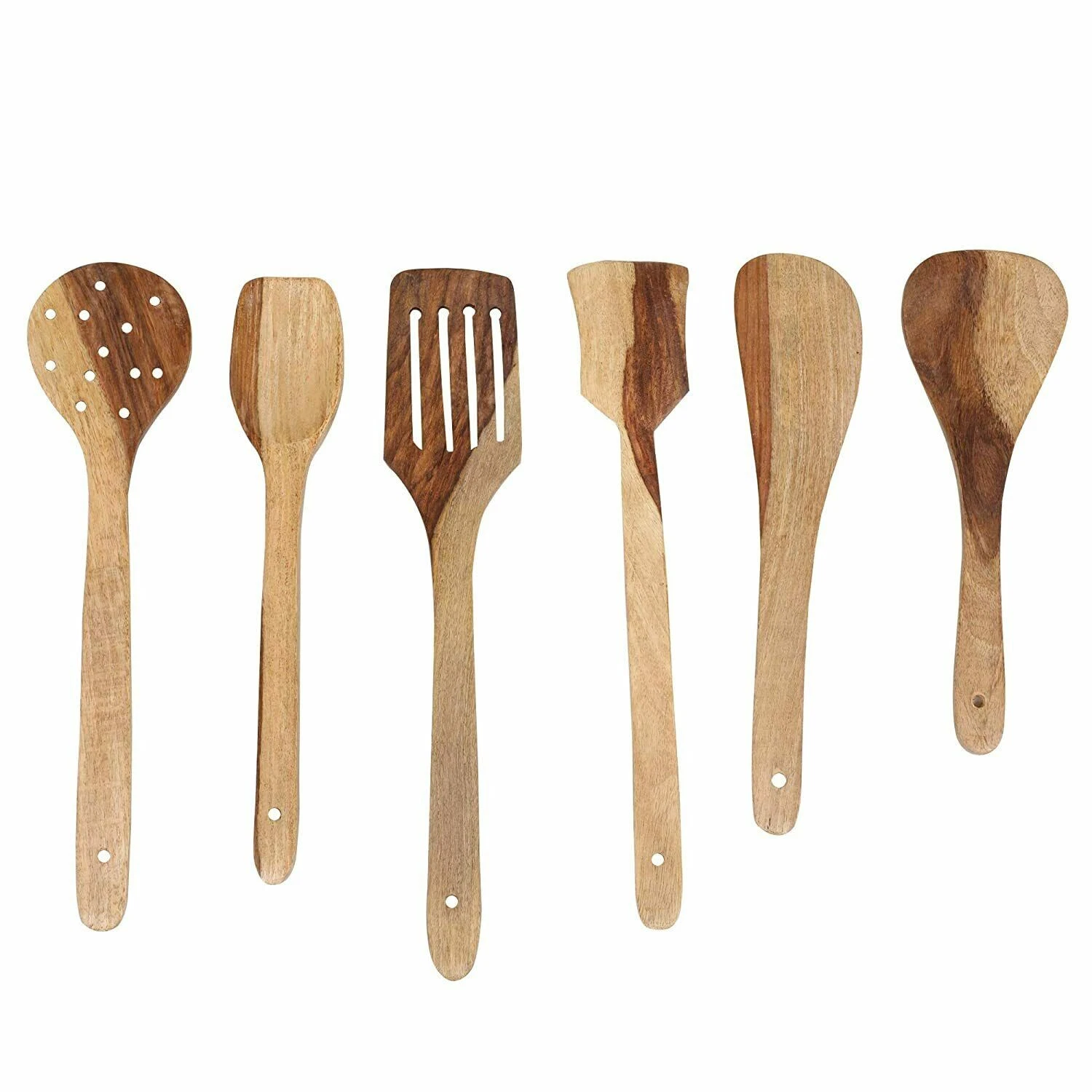 Handmade Kitchen Utensil Wooden Serving and Cooking Spoon , Set of 6