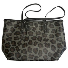 Coach Ocelot Leopard Print Coated Canvas City Zip Tote Shoulder Bag F36883