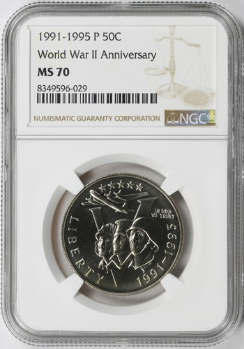 1991-1995 P 50c WWII World War II Commemorative Half Dollar NGC MS70