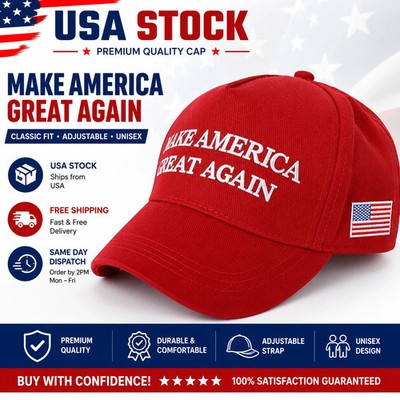 Baseball Cap for Trump 2024 45-47 MAGA Hat Make America Great Again with US Flag
