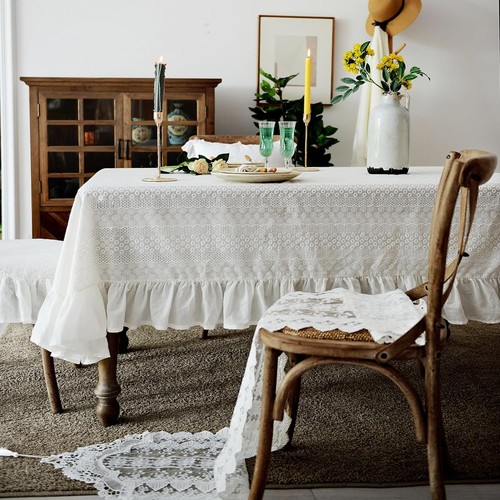 ARTMAGIC French White Cotton 104" x 60" (Rectangular), Circle  - Picture 5 of 6