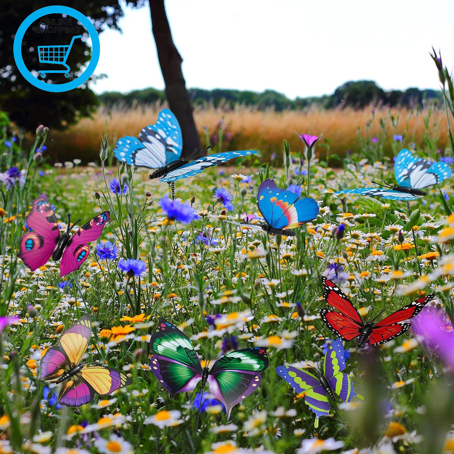 24Pcs Butterflies on Sticks, Garden Ornaments Outdoor, Decorative Butterflies fo