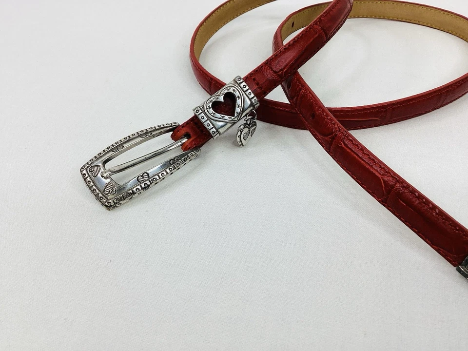 BRIGHTON Women’s Leather Belt Red SKINNY SIZE 30” Width 1/2” - Image 3 of 4