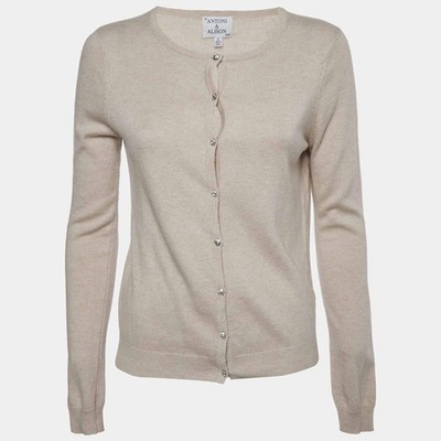 Antoni Alison Beige Wool Blend Knit Cardigan M