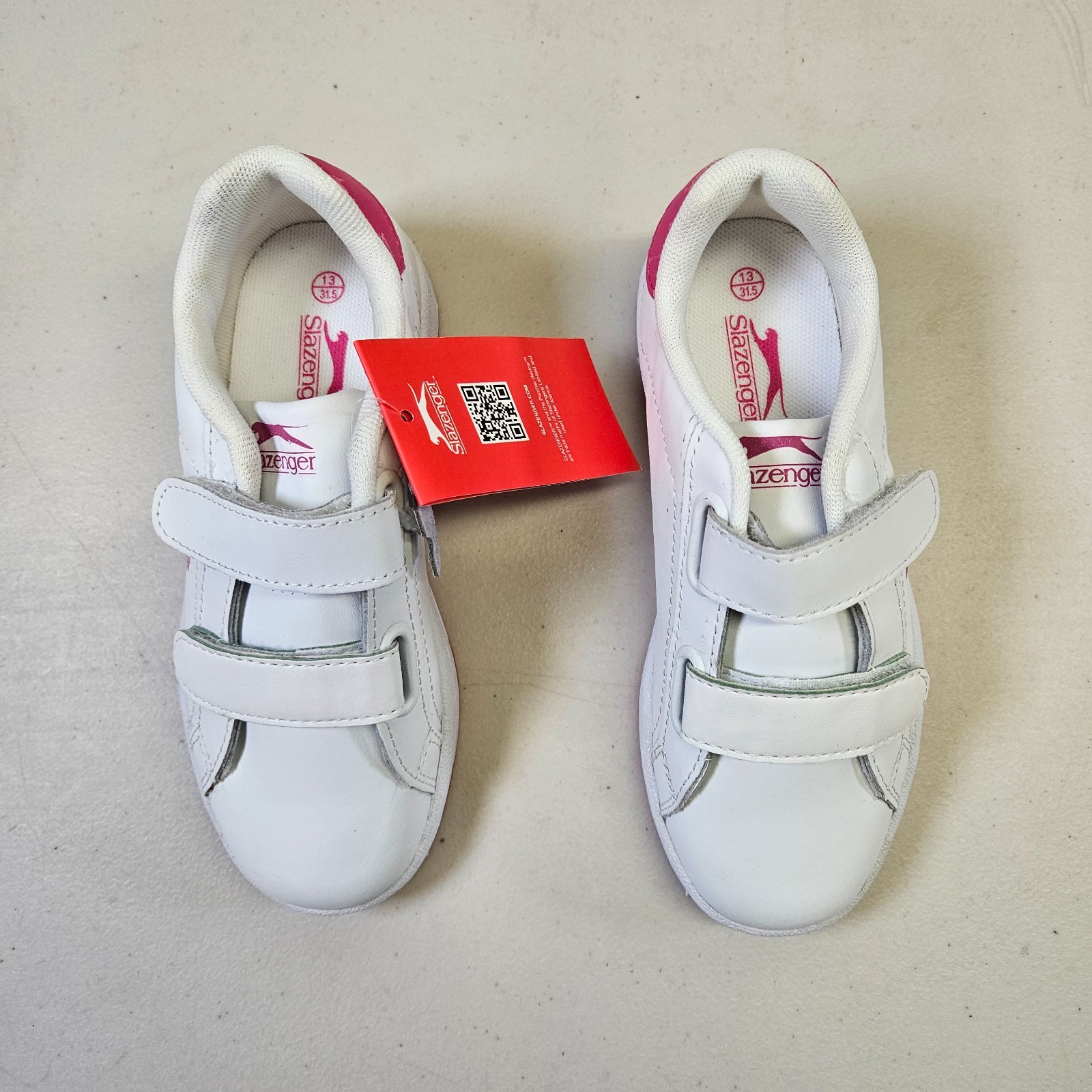 Slazenger Kids Trainers UK 13 White Pink Leather image 2