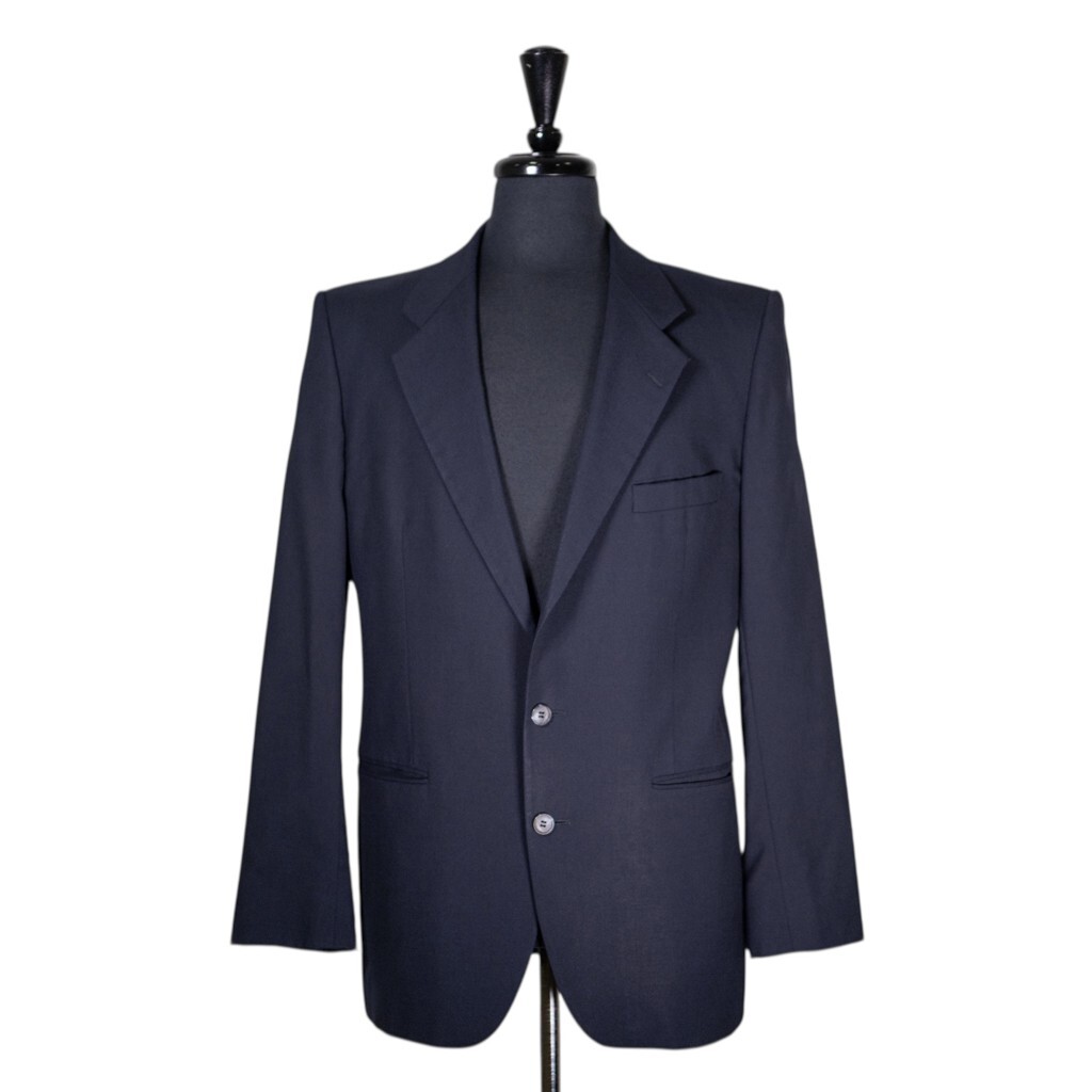 Blazer uomo Yves Saint Laurent YSL 38R blu navy lana cappotto sportivo giacca 2 bottoni