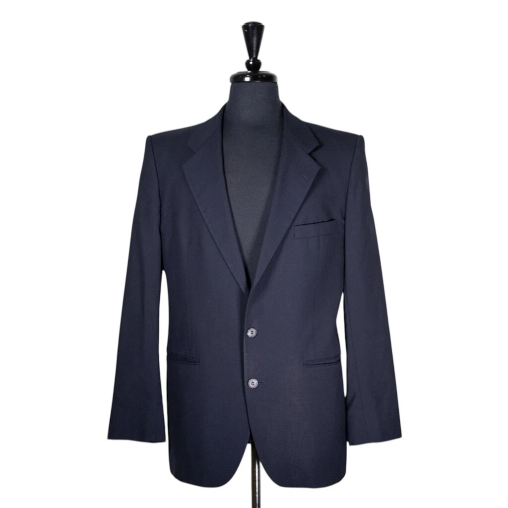 SAINT LAURENT (YSL) Blazer uomo Yves Saint Laurent YSL 38R blu navy lana cappotto sportivo giacca 2 bottoni
