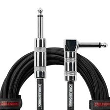 Cableworks by Gator Backline Series 10ft Braided Instrument Cable, Black/Black