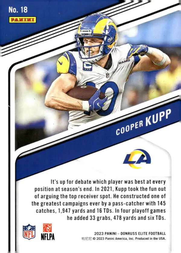 Cooper Kupp 2023 Donruss Elite #18 NFL LA Rams ID:78916