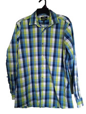 Apt. 9 Shirt Men's Sz 16.5 34/35 Green blue Check Long Sleeve Stretch Slim Fit