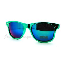 Metallic Shiny Sunglasses Classic Square Frame Multicolor Mirror Lens