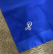 Embroidered Handkerchief Hanky Blue Initial R Border Pocket Scarf