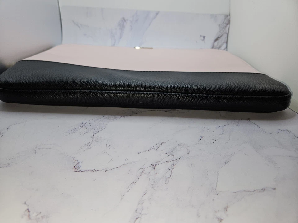 Kate Spade Black & Pink Padded Laptop Case Zip Computer Sleeve Saffiano Leather - Image 3 of 4