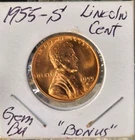 1955 S Lincoln Wheat Cent BU Uncirculated Mint State Bronze Penny 1c Coin