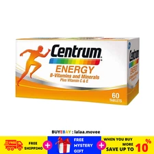 2X60's New Centrum Energy B-Vitamins and Minerals + Vitamin C & E Free Shipping