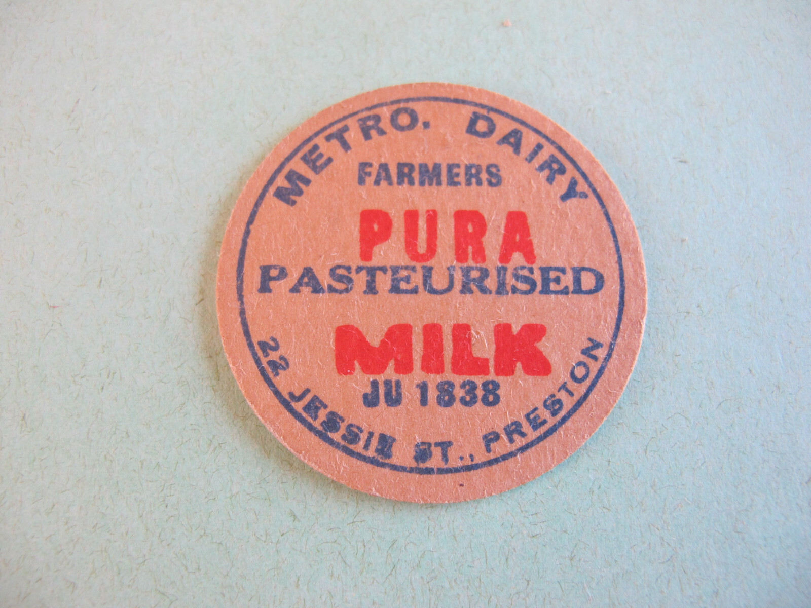 Metro Dairy Pura Milk Preston Milk Bottle Cap Top
