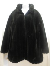 Classic Elements Womens Plus Reversible Faux Fur Black Jacket Coat Size 1x