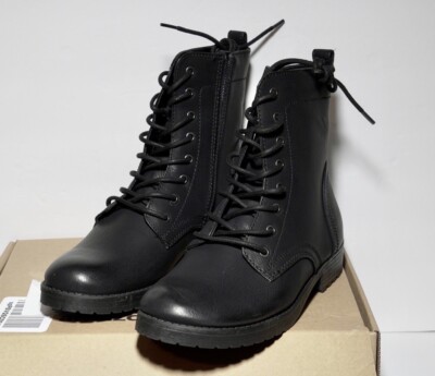 Amazon Essentials Women's Collins Combat Boot Lace Up, Black, Size